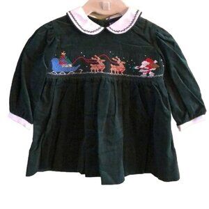 Carriage Boutique Green Corduroy Christmas Dress with Matching Bloomers, Size 3M